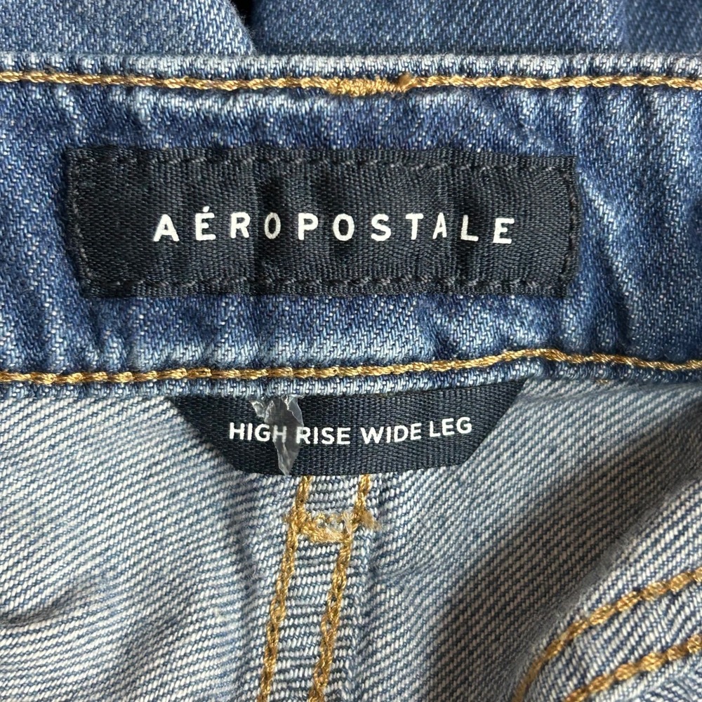 Aeropostale Womens High Rise Wide Leg Jeans Blue Medium Wash Cotton Size 12 - Picture 7 of 9
